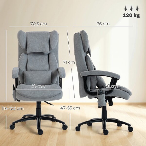 HOMCOM Sedia da Ufficio Massaggiante Ergonomica con 4 Punti Impastanti, Poltrona Direzionale con Schienale Alto a Farfalla e Sedile Ampio, Grigio | Aosom Italy