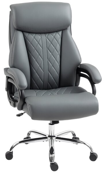 HOMCOM Poltrona Direzionale, Sedia Ufficio Portata 150 kg in Pelle PU con Imbottitura a Molle, Grigio Scuro | Aosom Italy