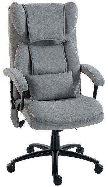 HOMCOM Sedia da Ufficio Massaggiante Ergonomica con 4 Punti Impastanti, Poltrona Direzionale con Schienale Alto a Farfalla e Sedile Ampio, Grigio | Aosom Italy