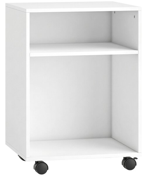 HOMCOM Mobile Porta Stampante con 2 Ripiani Aperti e Ruote Bloccabili, per Ufficio e Casa, 40x35x56 cm, Bianco | Aosom Italy