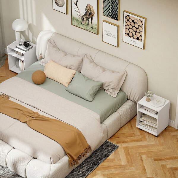 HOMCOM Mobile Porta Stampante con 2 Ripiani Aperti e Ruote Bloccabili, per Ufficio e Casa, 40x35x56 cm, Bianco | Aosom Italy