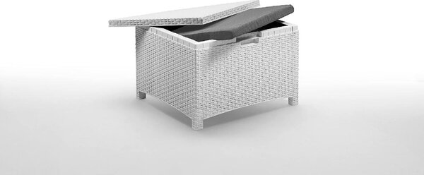 BICA Salotto da Giardino con Divano 2 Posti 2 Poltrone e Tavolino con Cuscini in Rattan PE colore Bianco - Venezia 2