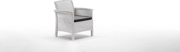 BICA Salotto da Giardino con Divano 2 Posti 2 Poltrone e Tavolino con Cuscini in Rattan PE colore Bianco - Venezia 2