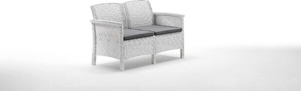 BICA Salotto da Giardino con Divano 2 Posti 2 Poltrone e Tavolino con Cuscini in Rattan PE colore Bianco - Venezia 2