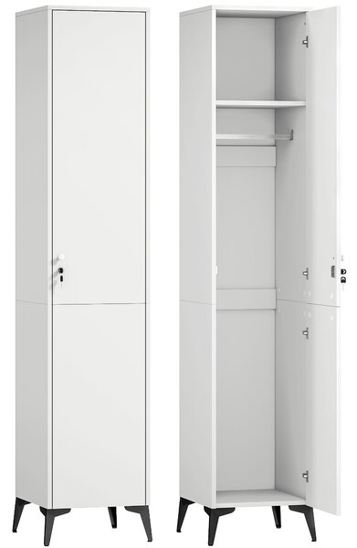 HOMCOM Armadio stretto con porta, asta e ripiani di stoccaggio per camera, 36x40x180 cm, bianco | Aosom Italy