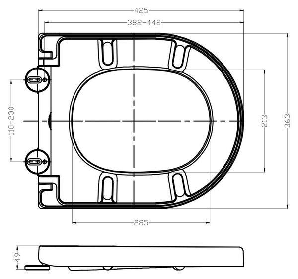 BERNSTEIN Sedile WC in resina termoindurente U1009 con funzione Soft-Close – Compatibile con WC NT2038, bianco