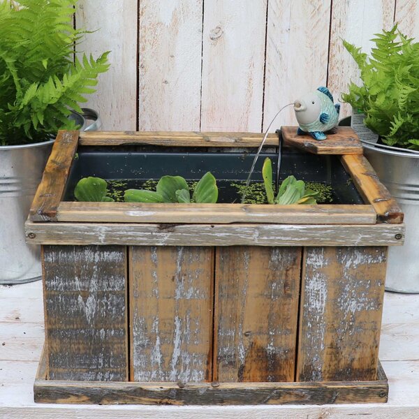 Fioriera in legno per mini-stagno con attacco per beccuccio d'acqua giardino casa di campagna