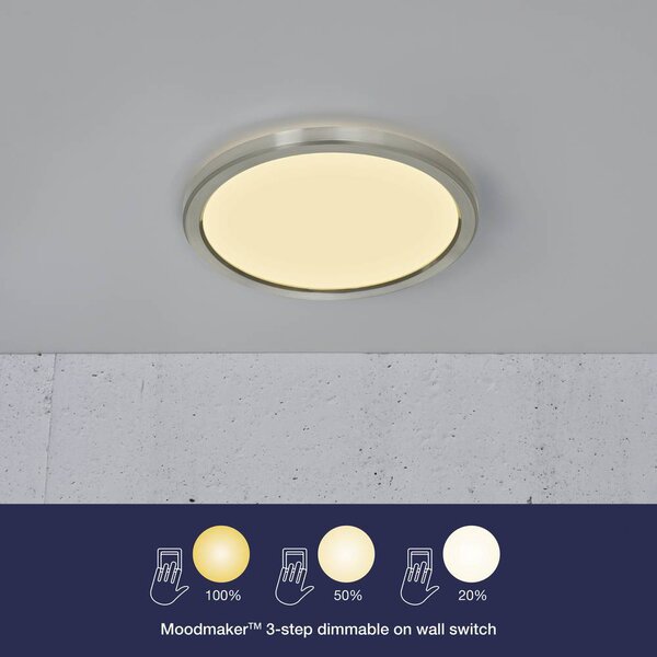 Lampada da soffitto Oja Ø 30 cm con dimmer moodmaker a 3 livelli 3000/4000k bianco/cromo