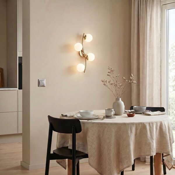 Applique da parete Lindby, Josiana, dimmerabile, Dorato / Ottone, Soggiorno, Vetro, Moderno