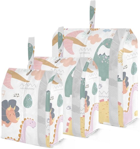 Set di 3 organizer per valigia a forma di dinosauro, impermeabili, ideali per organizzare i bagagli