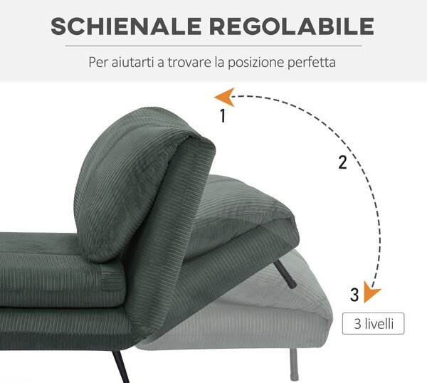 HOMCOM Poltrona Letto 2 in 1 Singola, Schienale Regolabile su 3 Livelli e Imbottito, Struttura in Legno e Acciaio|Aosom