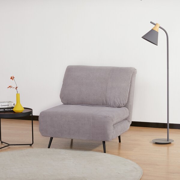 HOMCOM Poltrona Letto Singola 2 in 1 con Schienale Regolabile su 3 Livelli, in Legno e Acciaio, Grigio Chiaro | Aosom Italy