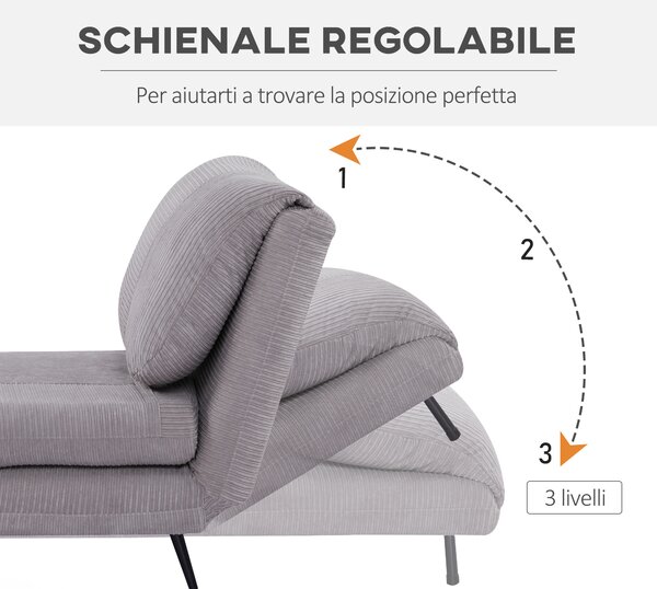 HOMCOM Poltrona Letto Singola 2 in 1 con Schienale Regolabile su 3 Livelli, in Legno e Acciaio, Grigio Chiaro | Aosom Italy