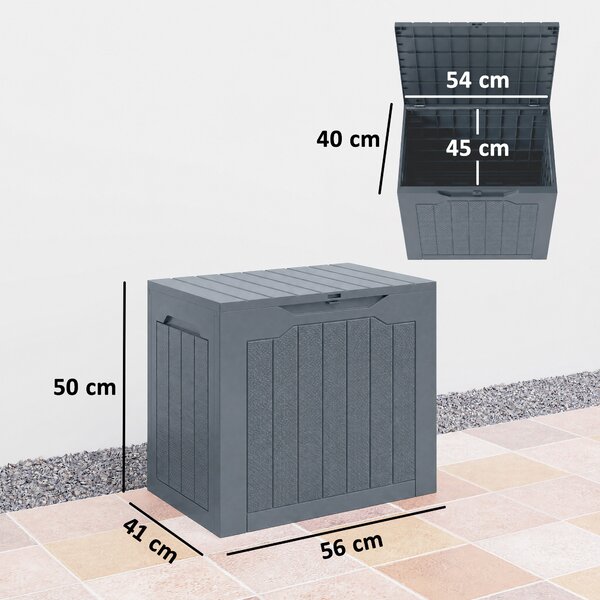 Outsunny Baule da Giardino con Maniglie, Contenitore Porta Attrezzi Impermeabile, 56x41x50 cm, Grigio Chiaro | Aosom Italy