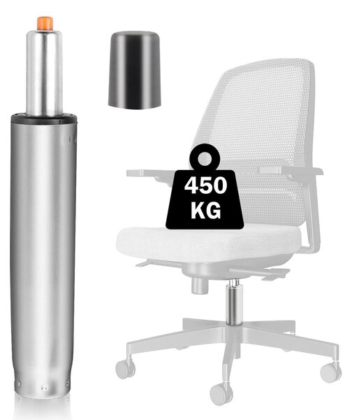 Sedia da ufficio con sistema di ammortizzazione a gas, portata massima 450 kg, altezza regolabile da 300 a 450 mm, colore argento