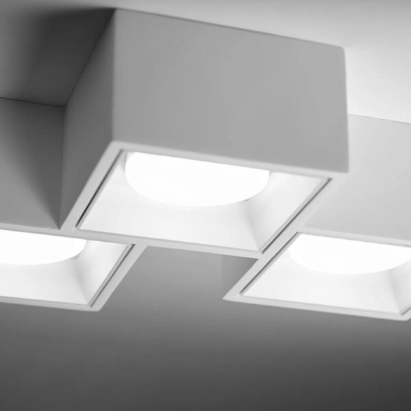 Plafoniera moderna sforzin illuminazione nasso quadrata pl3 t511 t512 gx53 led gesso alluminio - Sforzin Illuminazione