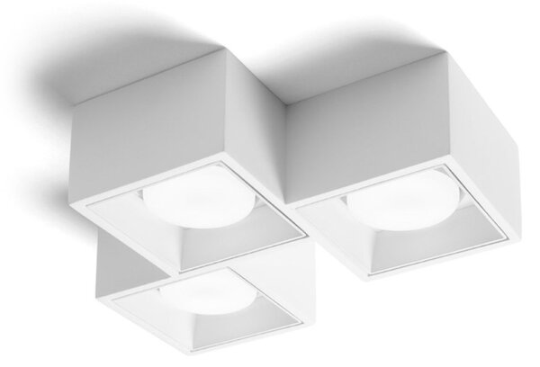 Plafoniera moderna sforzin illuminazione nasso quadrata pl3 t511 t512 gx53 led gesso alluminio - Sforzin Illuminazione