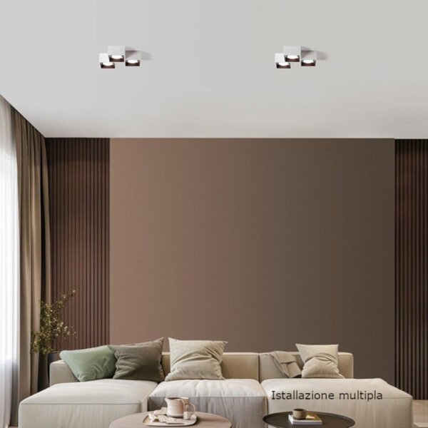 Plafoniera classica sforzin illuminazione nasso quadrata pl3 t513 t514 t515 gx53 led gesso alluminio - Sforzin Illuminazione