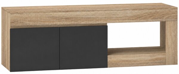 HOMCOM Mobile TV Moderno 60" max con Armadietto 2 Ante e Ripiano Aperto, 140x40x48 cm, Nero e color Legno | Aosom Italy