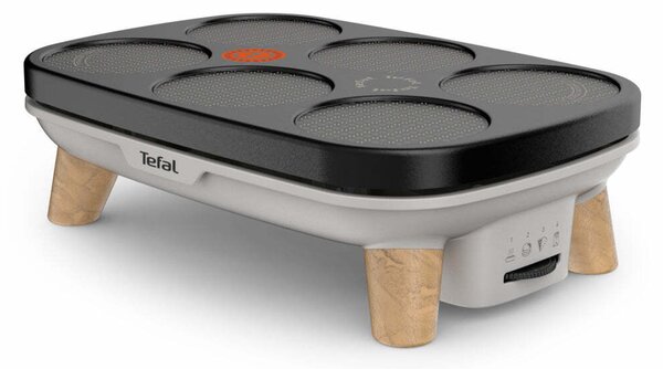 Tefal PY900D, per 6 crêpes, colore nero, grigio, legno, girevole, 1100 W, tipo C, 282 mm