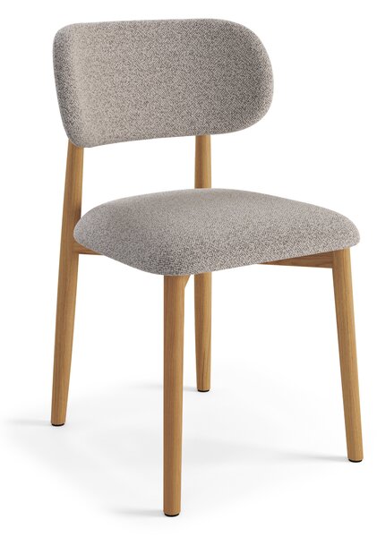 ALMO Beige Caffelatte (Monza 60) / telaio in rovere laccato – SEDIA IN LEGNO BOUCLÉ PER SOGGIORNO SALA DA PRANZO RETRÒ