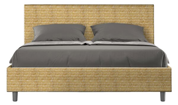 Letto matrimoniale ADELE con testata e Letto imbottiti, tessuto Aragona 3, dimensioni 160x190 cm effetto colore Giallo