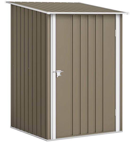 Outsunny Casetta da Giardino Porta Attrezzi in Acciaio Galvanizzato con Porta, 100x104x160 cm, Marrone e Bianco | Aosom Italy