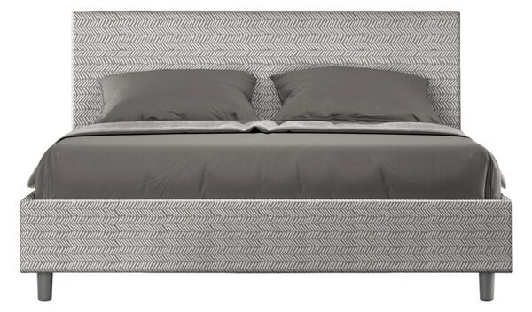 Letto matrimoniale ADELE con testata e Letto imbottiti, tessuto Aragona, dimensioni 160x190 cm effetto Labirinto colore bianco