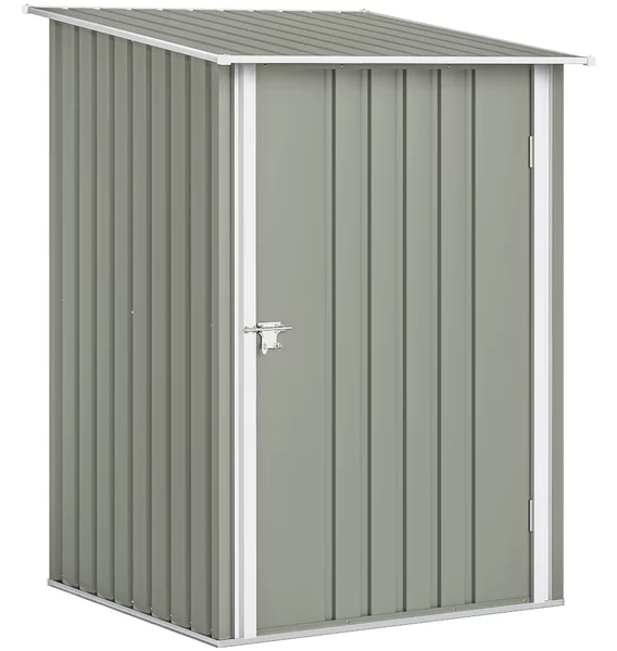 Outsunny Casetta da Giardino Porta Attrezzi in Acciaio Galvanizzato con Porta, 100x104x160 cm, Grigio Chiaro | Aosom Italy