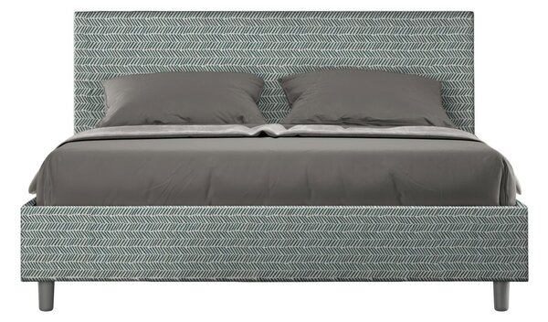Letto matrimoniale ADELE con testata e Letto imbottiti, tessuto Aragona 3, dimensioni 160x190 cm effetto colore Azzurro
