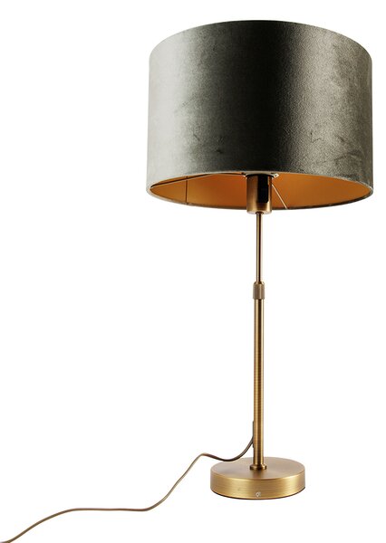 Lampada da tavolo bronzo con paralume in velluto verde 35cm - Parte
