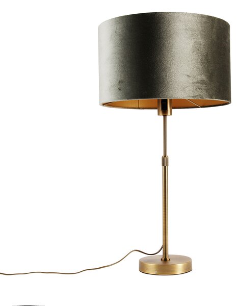 Lampada da tavolo bronzo con paralume in velluto verde 35cm - Parte