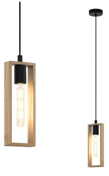 EGLO Littleton, Flessibile, Nero, Legno, Legno, Acciaio, Legno, Rettangolare, Soggiorno