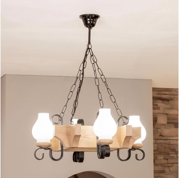 Brilagi - Lampadario a catena QUEEN 4xE14/40W/230V rovere