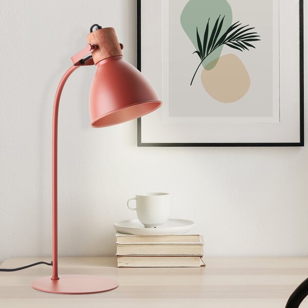 BRILLANTE lampada da tavolo alta ELENA in rosso | testa orientabile | 1x presa E27 max. 40W | altezza 52cm | metallo/legno