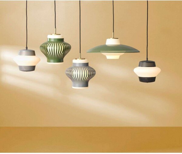 Lampada a sospensione Warm Nordic, Opal Lamella, dimmerabile, Giallo, Sala da pranzo, Metallo, Vintage