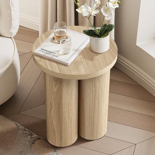 Tavolino rotondo in legno MDF, Ø 40 x 50 cm