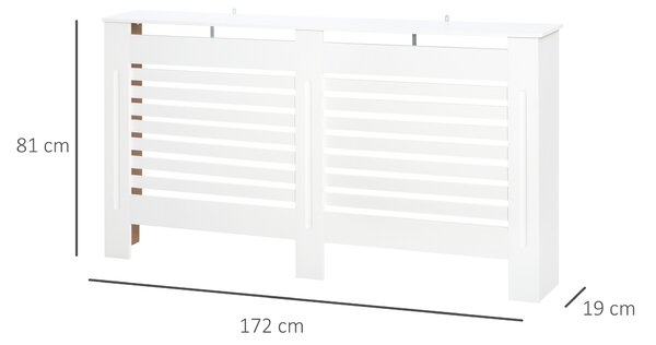 HOMCOM Copritermosifoni a Doghe con Ripiano Portaoggetti, in Legno, 172x19x81 cm, Bianco | Aosom Italy