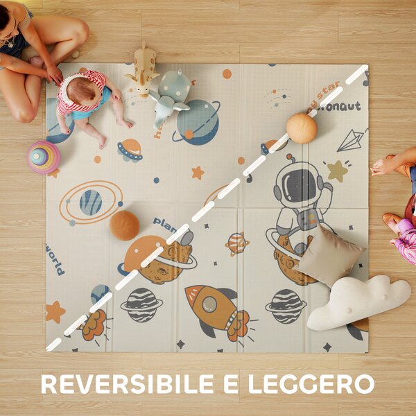 AIYAPLAY Tappeto per Bambini 0-6 Anni a Tema Spazio con Superficie Impermeabile in XPE Multicolore, 196x176x1.5 cm | Aosom Italy
