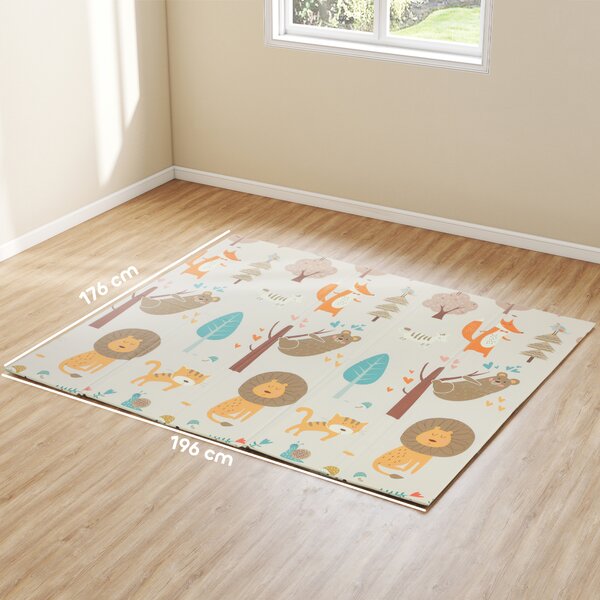 AIYAPLAY Tappeto per Bambini 0-6 Anni a Tema Bosco con Superficie Impermeabile in XPE Multicolore, 196x176x1.5 cm | Aosom Italy
