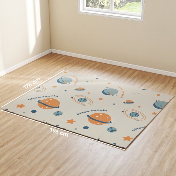 AIYAPLAY Tappeto per Bambini 0-6 Anni a Tema Spazio con Superficie Impermeabile in XPE Multicolore, 196x176x1.5 cm | Aosom Italy