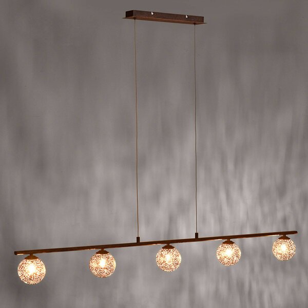 Paul Neuhaus lampada a sospensione Greta, 132 cm, a 5 luci, metallo, G9