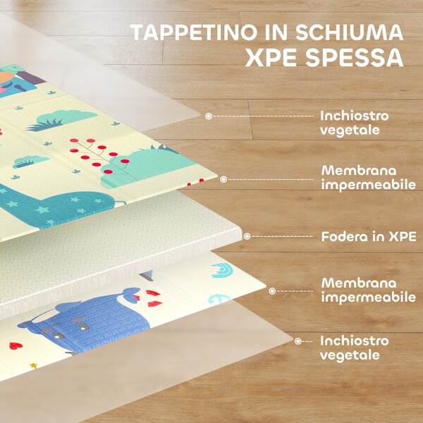AIYAPLAY Tappeto per Bambini 0-6 Anni a Tema Animali con Superficie Impermeabile in XPE Multicolore, 196x176x1.5 cm | Aosom Italy