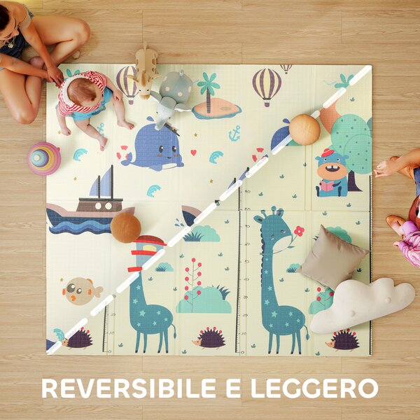 AIYAPLAY Tappeto per Bambini 0-6 Anni a Tema Animali con Superficie Impermeabile in XPE Multicolore, 196x176x1.5 cm | Aosom Italy