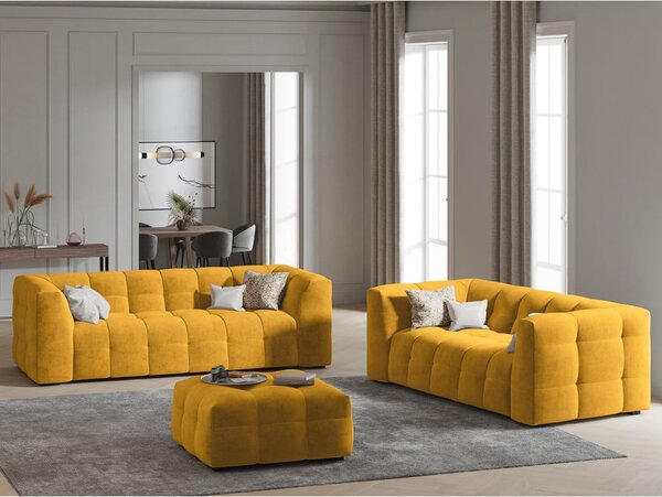 Pouf in velluto giallo Vesta - Windsor & Co Sofas