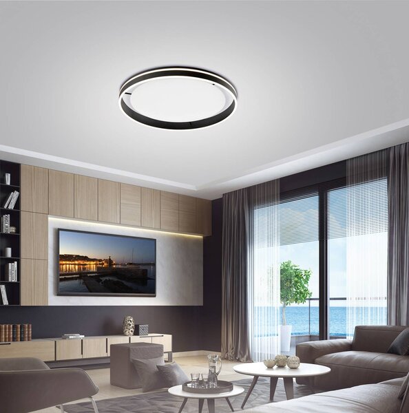 Q-Smart-Home Plafoniera smart Q-Vito, dimmerabile, Nero, Soggiorno / Sala da pranzo, Metallo, Moderno