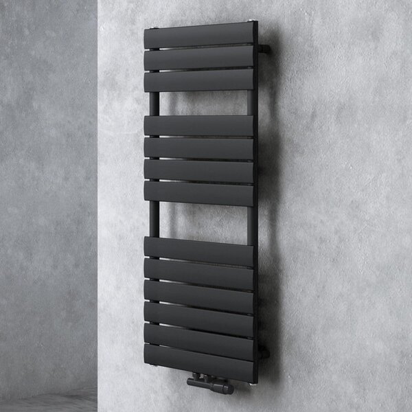 Doporro Scaldasalviette da Parete per Bagno 120x60 cm, Radiatore Termoarredo Piatto in Acciaio ad Acqua Calda, Attacco Basso Centrale, Colore Antracite