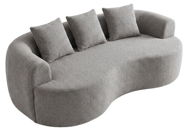 Yoko - Divano Angolare Curvo 200x62x105 a Compressione in Tessuto Bouclé Grigio