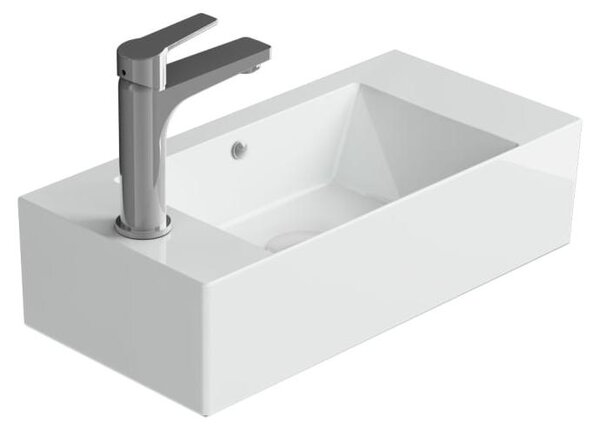 Lavabo a muro Pure 2.0 per bagno degli ospiti, con foro per rubinetto a sinistra
