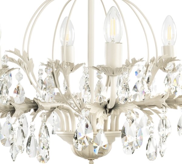 ONLI - Lampadario a catena TERESA 8xE14/6W/230V crema/patina